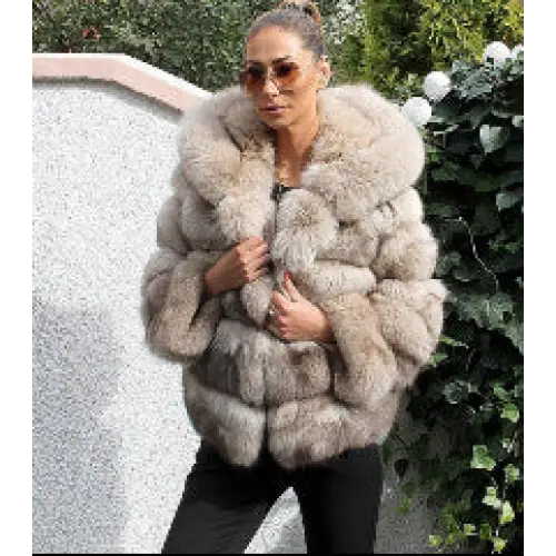 ChicBlend: Women’s Patchwork Fur Grass Hoodie - Mi camel / M