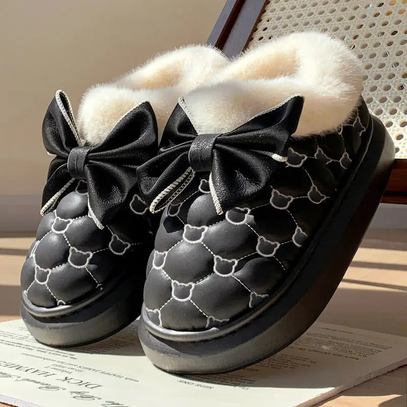 ChicBow Waterproof Cotton Shoes & Bag Winter Set - Black / 36 to 37