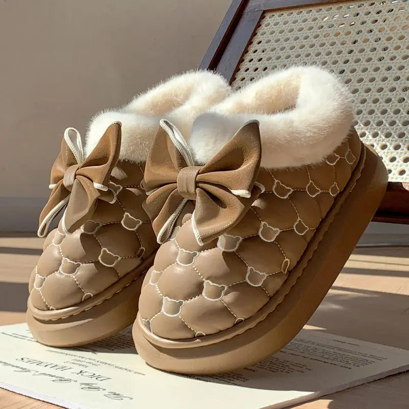 ChicBow Waterproof Cotton Shoes & Bag Winter Set - Brown / 36 to 37