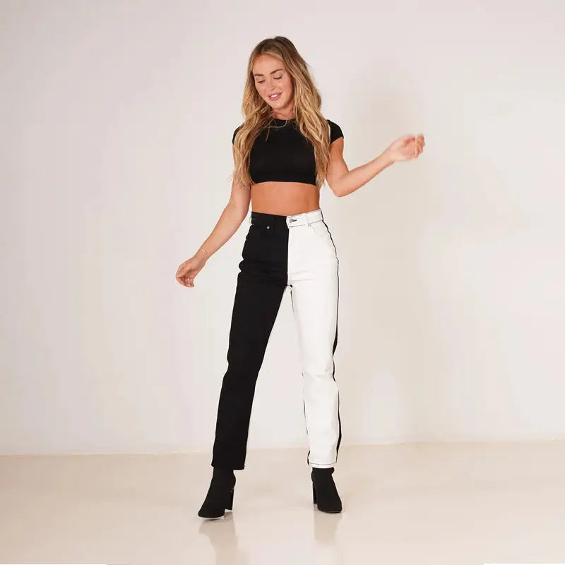 ChicFlex Dual-Tone High-Waist Jeans