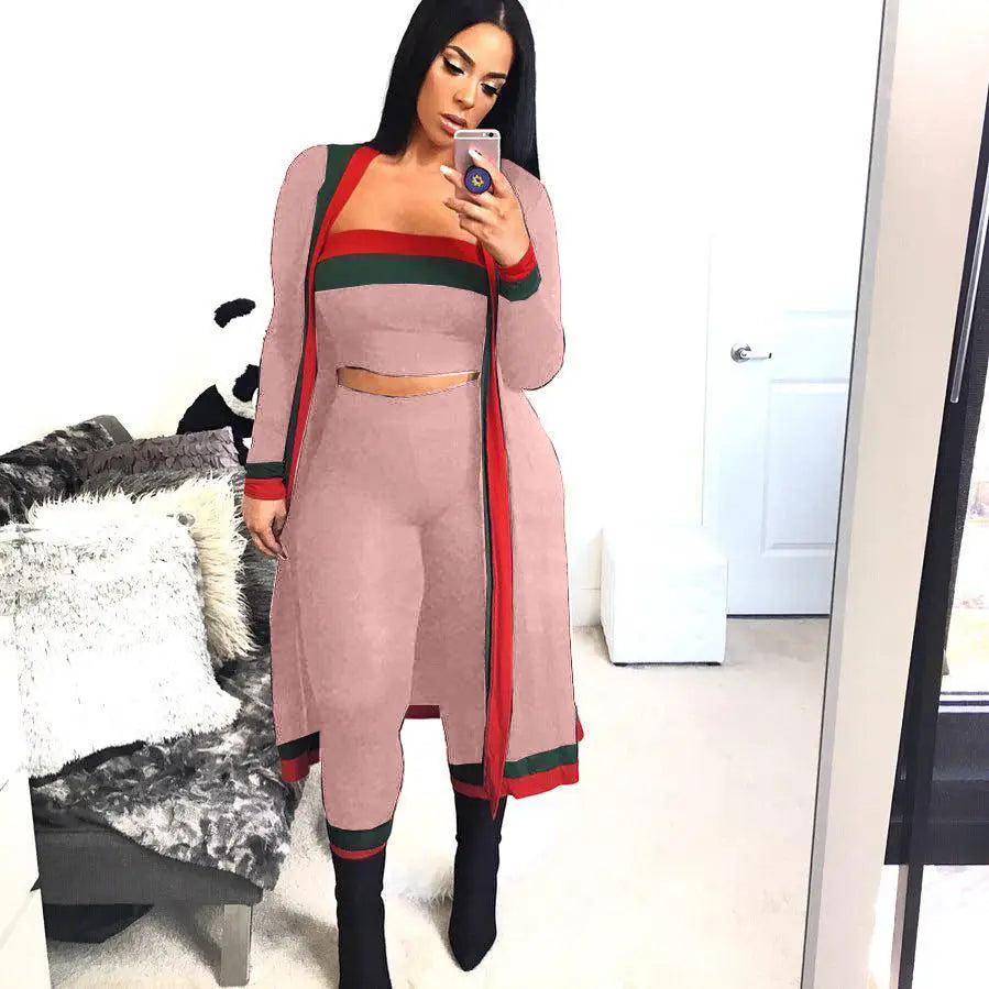 ChicFlex: Women’s 3-Piece Casual Tracksuit Set - Pink / M