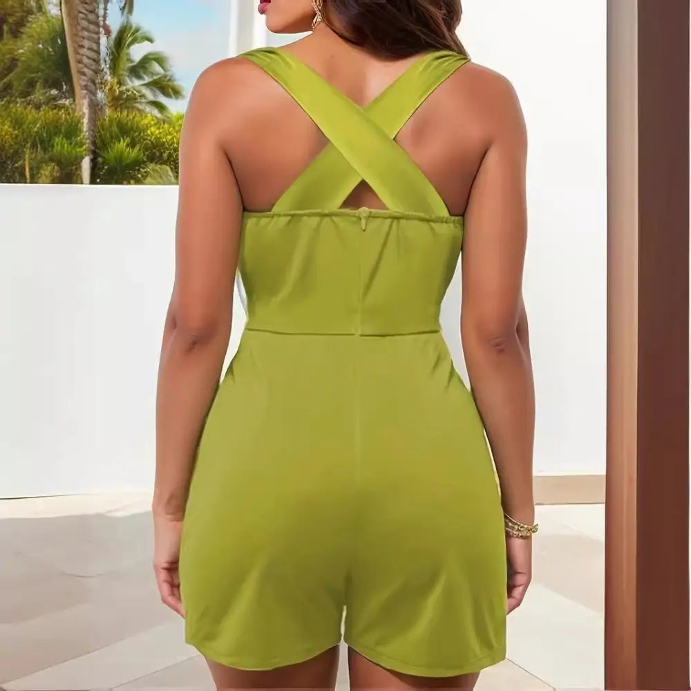 ChicHue: Women’s Cross-Sling Sleeveless Jumpsuit