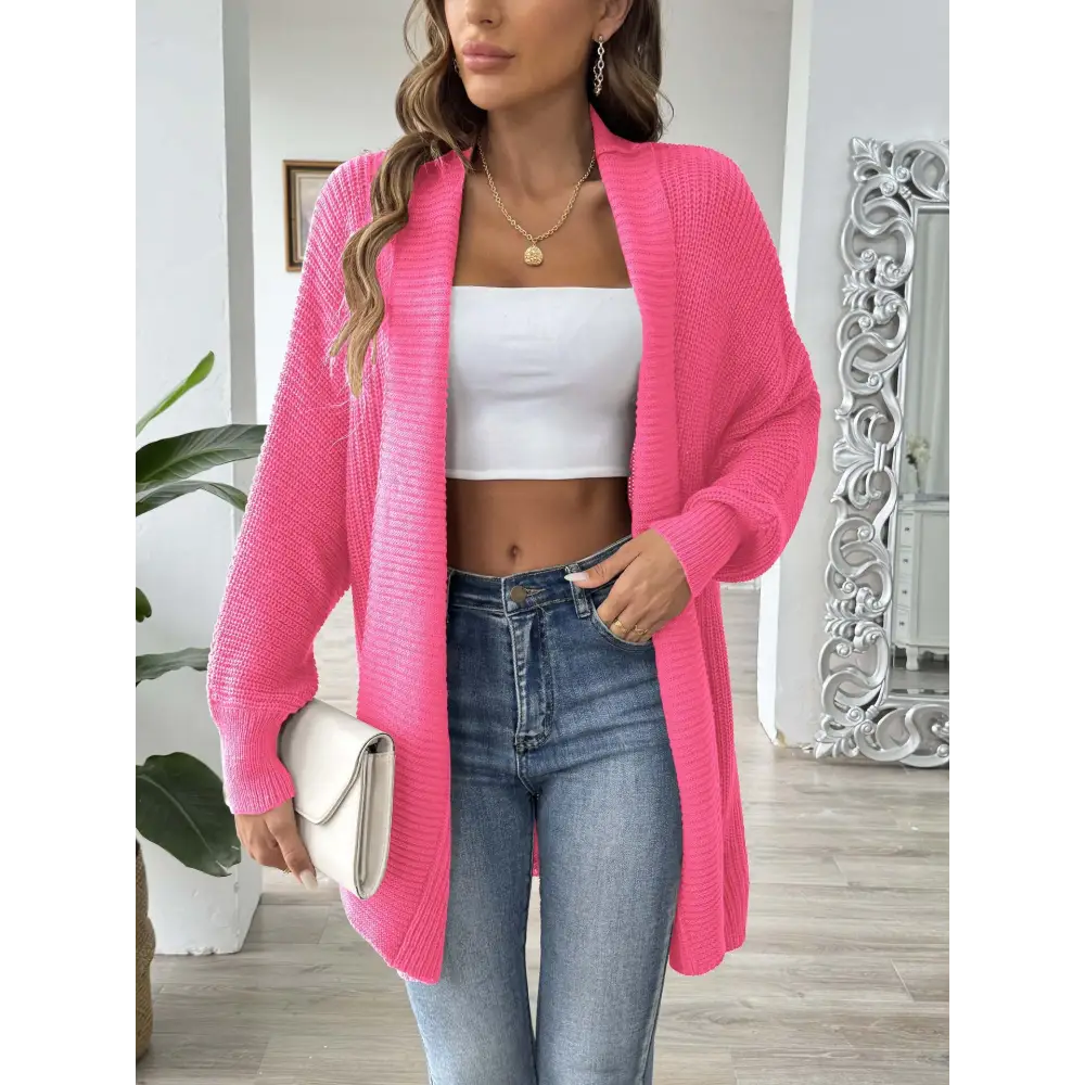 ChicLoose Sweater Coat - Rose Red / Free Size