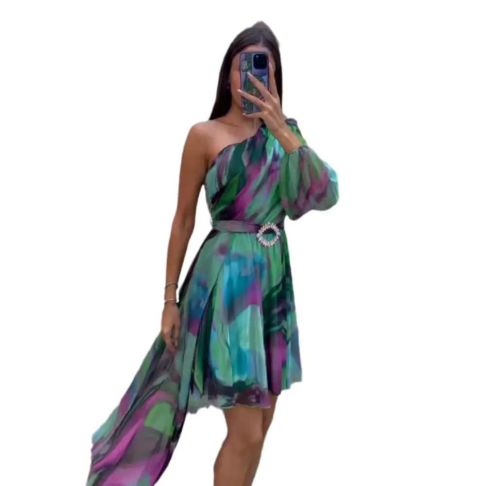 ChicPrint Sloped Shoulder Dress for Women