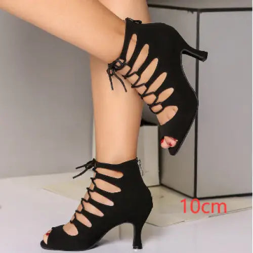 ChicStep: Black Red Soft Sole Modern Dance Heels - Black 10cm / 33 / Outdoor rubber sole