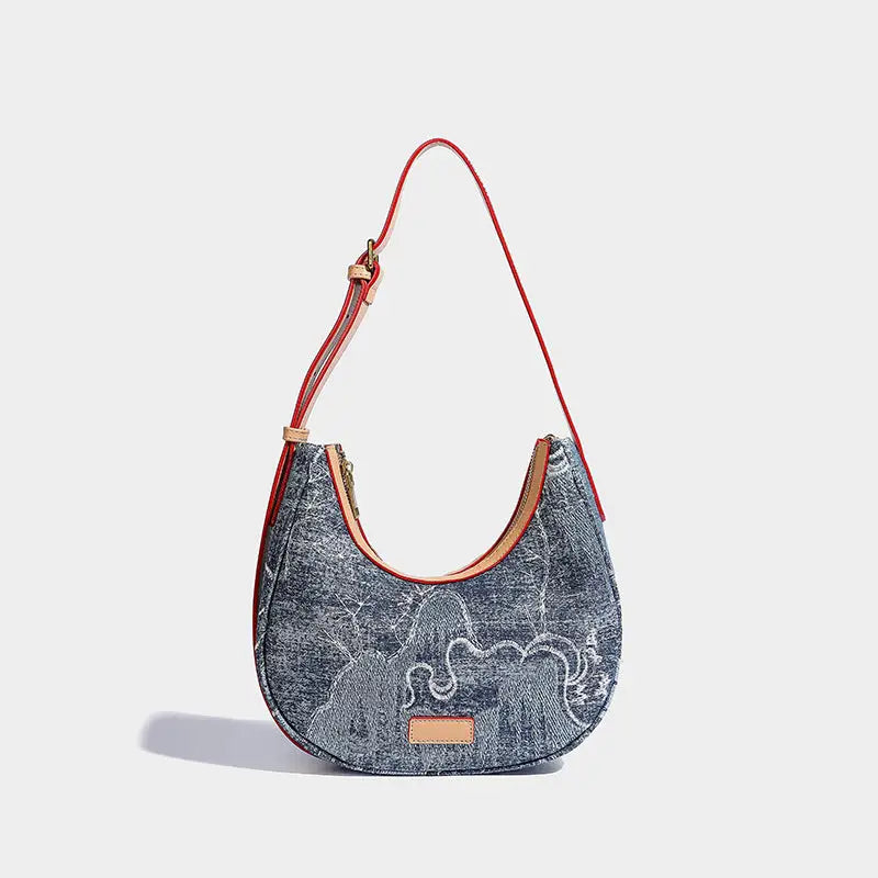 ChicStitch: Elegant Embroidery Bag for Women - Blue