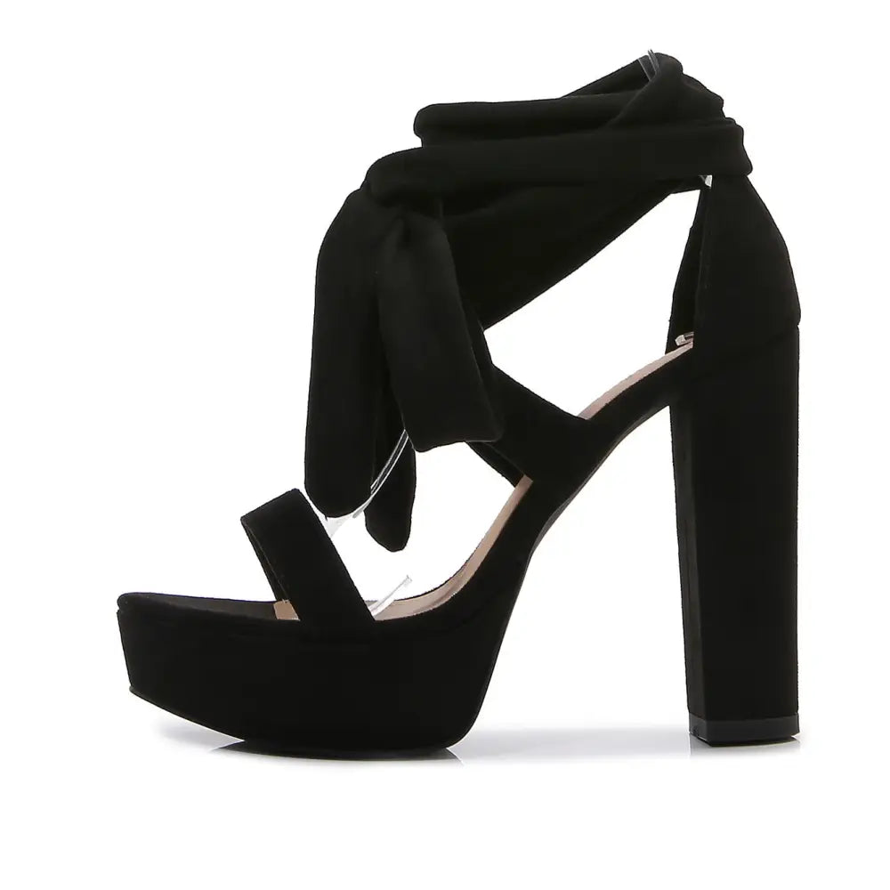 ChicStride: Women’s Peep-toe Platform Heels - Black / 36