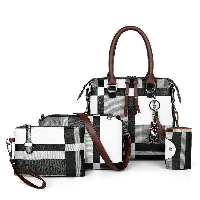 ChicTote: Luxe Plaid Designer Handbags for Women - Black