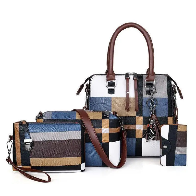 ChicTote: Luxe Plaid Designer Handbags for Women - Blue