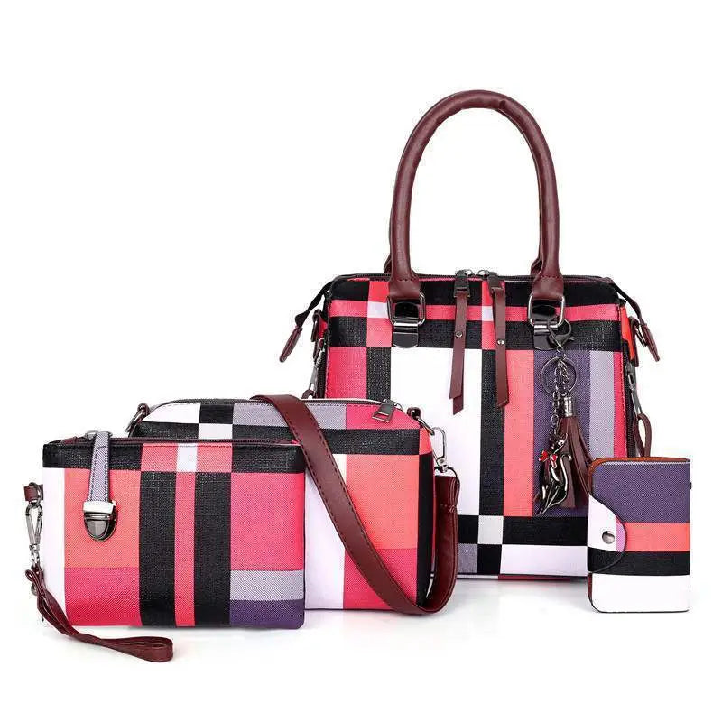 ChicTote: Luxe Plaid Designer Handbags for Women - Pink