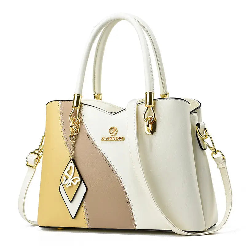 ChromaCarry Luxe: Soft Leather Tote - White And Yellow