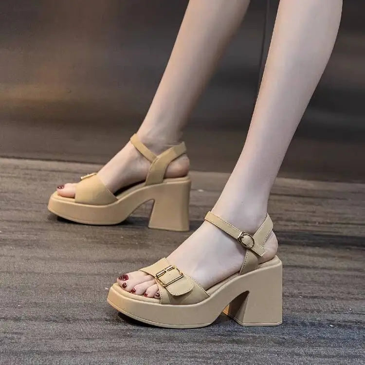 Chunky Waterproof Platform Sandals - Apricot / 35