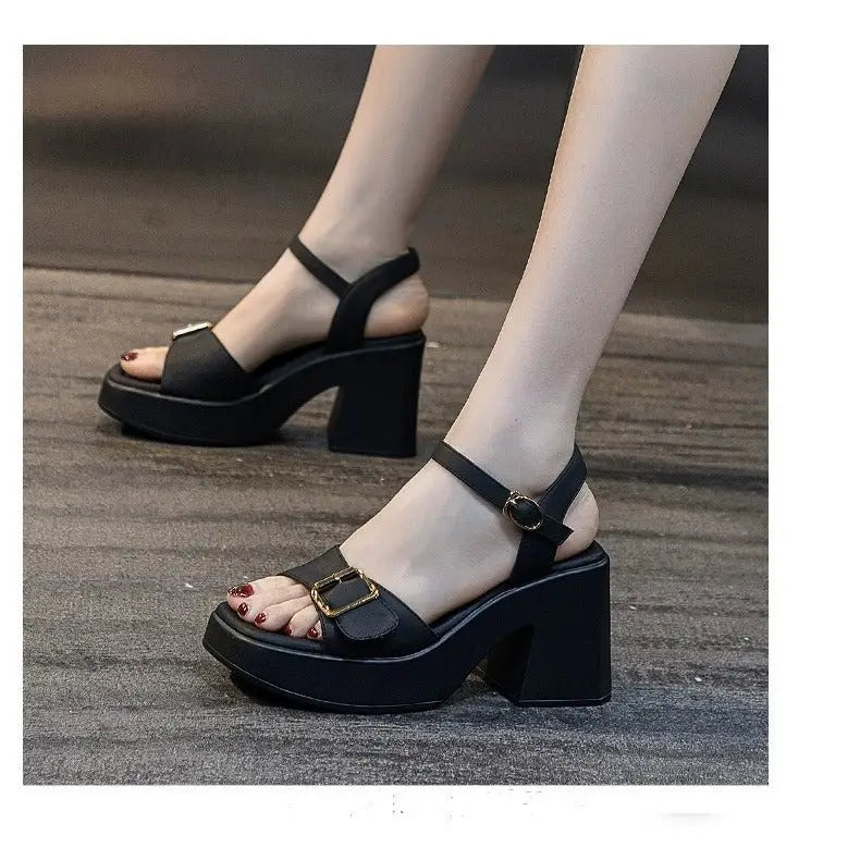Chunky Waterproof Platform Sandals - Black / 35