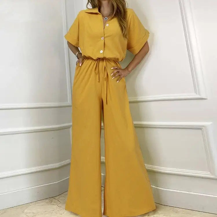 Collar Turnover Jumpsuit