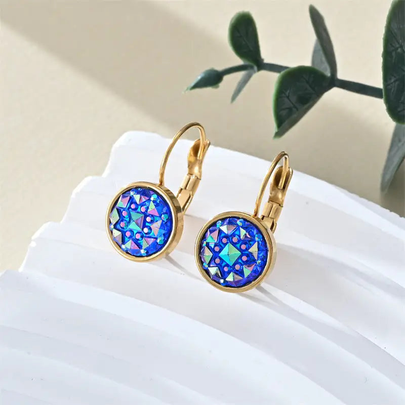 Colorful Steel Earrings - Round Cup Starry