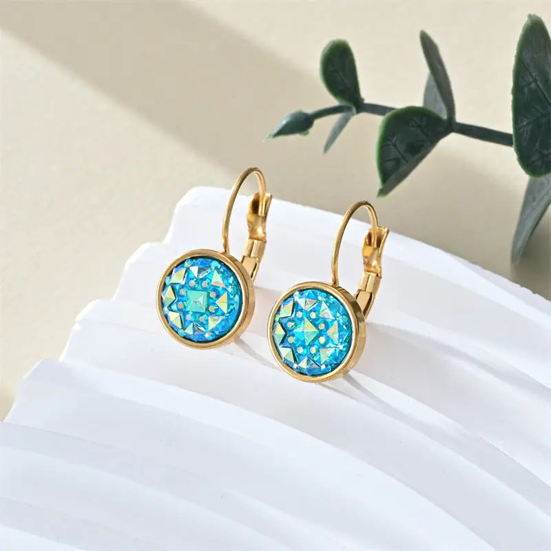 Colorful Steel Earrings - Round Cup Starry C