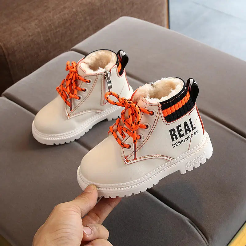 Cotton Cozy Kid Boots - Beige with cotton / 21