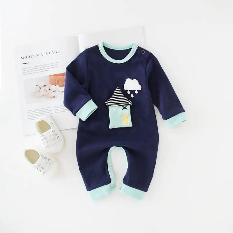 Cotton Cutie Romper - Blue house / 73cm