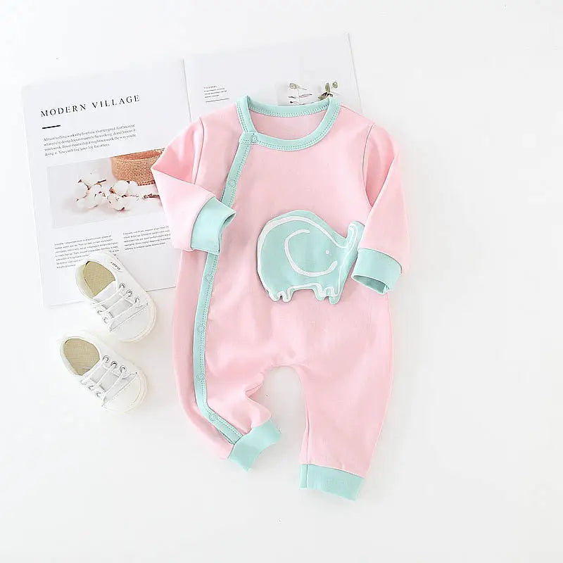 Cotton Cutie Romper - Pink baby elephant / 80cm