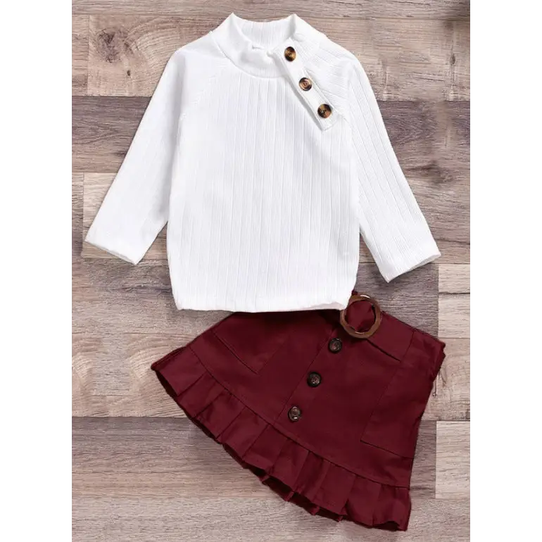 CottonJoy Kids’ Pit Strip Outfit - Wine Red / 120cm