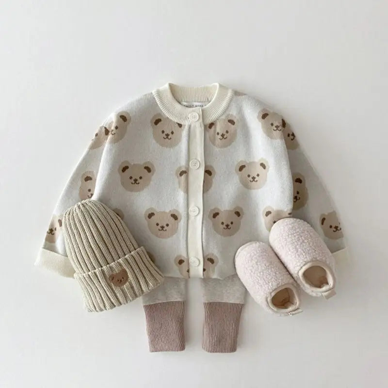 Cozy Bear Sweater Coat - Beige / 66cm