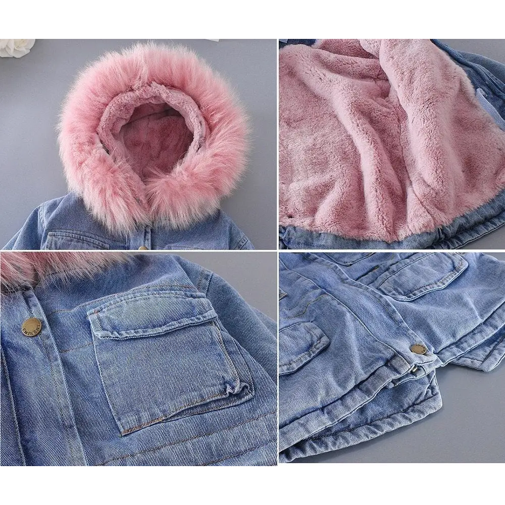 Cozy Chic Denim Velvet Jacket - Girls’ Fall/Winter