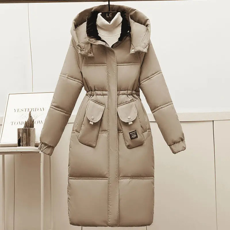 Cozy Curve Overknee Coat - Khaki / M