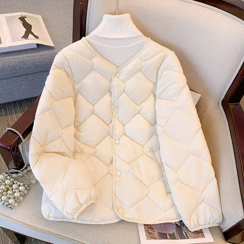 Cozy Down Cotton Coat - Apricot / M