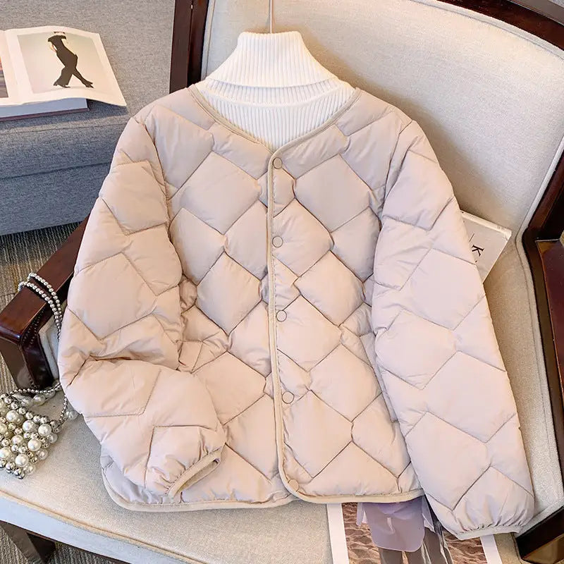 Cozy Down Cotton Coat - Khaki / M