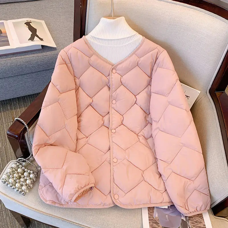 Cozy Down Cotton Coat - Pink / M