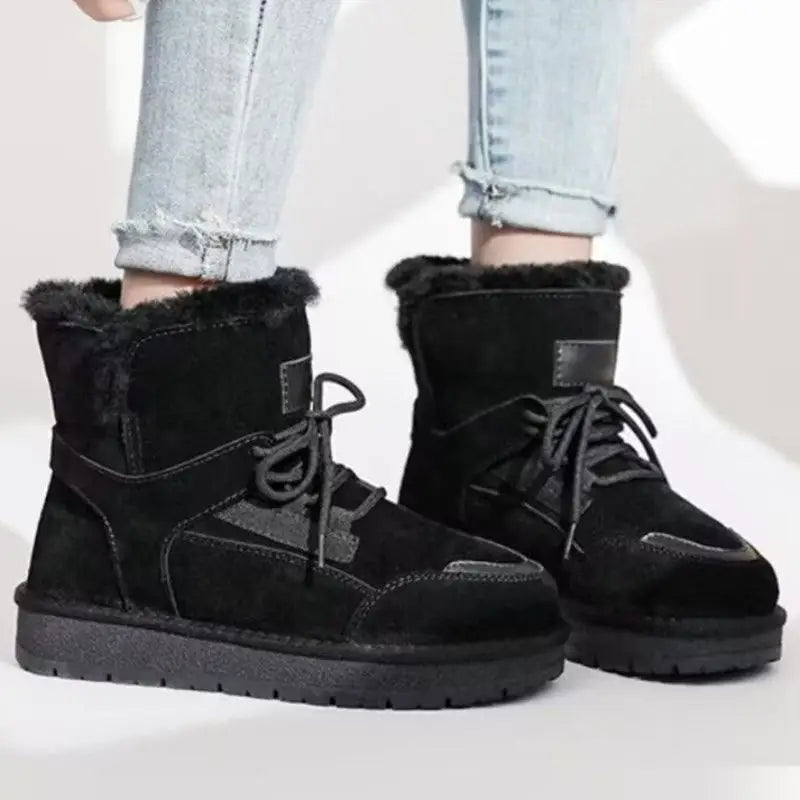 CozyCloud Genuine Fur Booties for Women - Black / 35