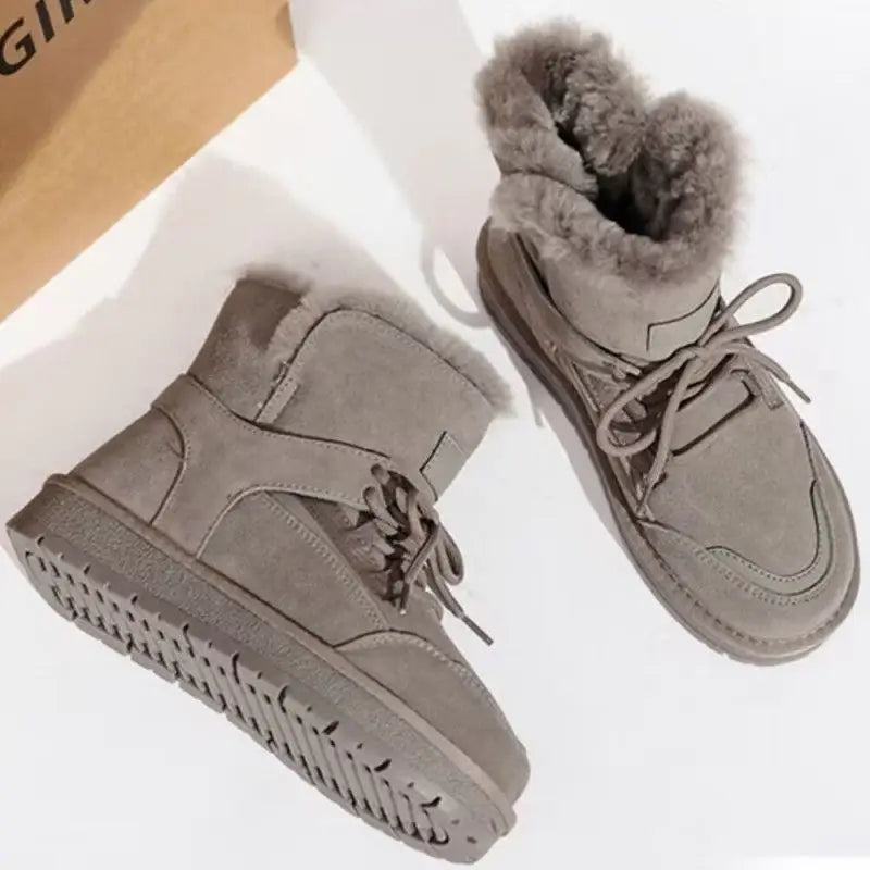 CozyCloud Genuine Fur Booties for Women - Gray / 35
