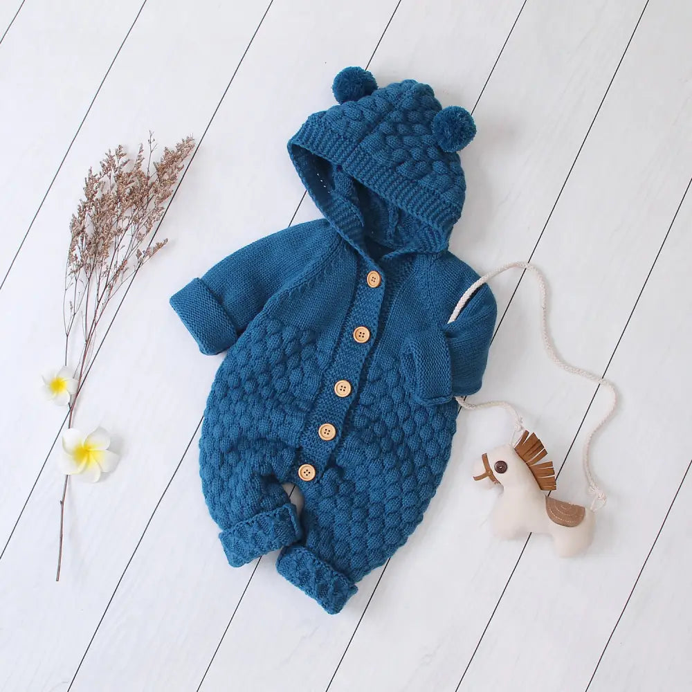 CozyCover Knit Jumpsuit - Blue / 90cm