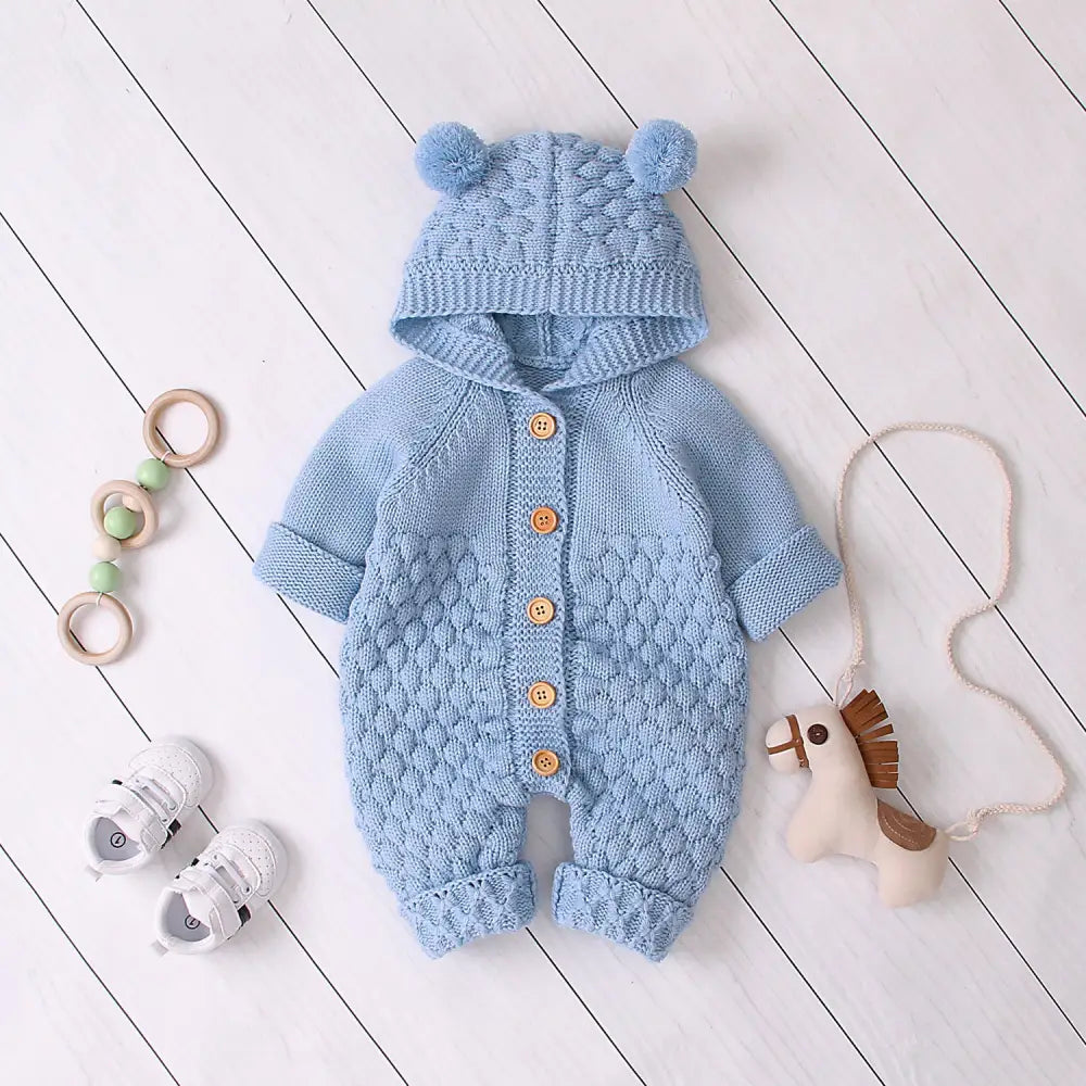 CozyCover Knit Jumpsuit - Light Blue / 80cm