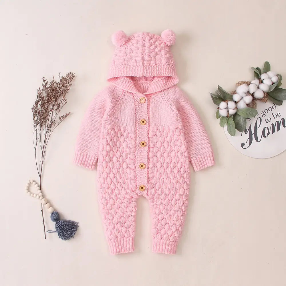 CozyCover Knit Jumpsuit - Pink / 90cm