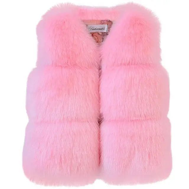 CozyCuddle: Baby Girl Winter Vest Coats - Barbie Pink / 110cm