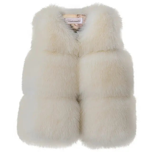 CozyCuddle: Baby Girl Winter Vest Coats - Beige / 120cm