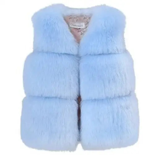 CozyCuddle: Baby Girl Winter Vest Coats - Light Blue / 120cm