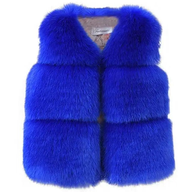 CozyCuddle: Baby Girl Winter Vest Coats - Royal Blue / 120cm