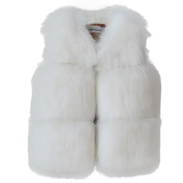 CozyCuddle: Baby Girl Winter Vest Coats - White / 110cm