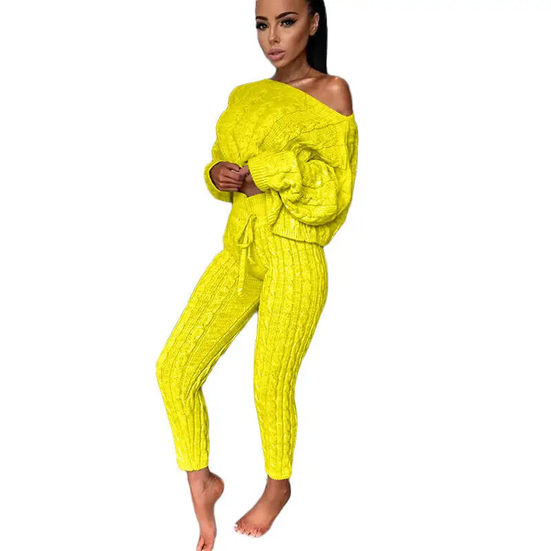 Yellow knitwear set.