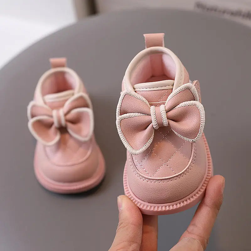 CozyKicks: Baby Girl Bow Cotton Shoes