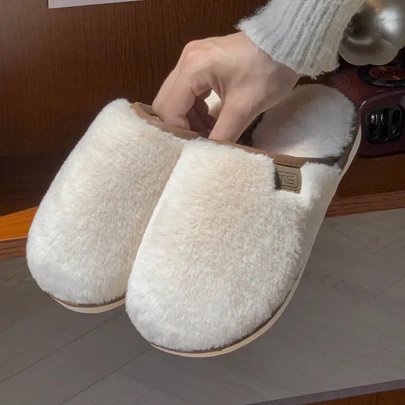 CozyStep: Unisex Non-Slip Winter Plush Slippers - White / 36to37 - 4