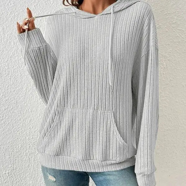 CozyStripe Women’s Knit Hoodie - Gray / S