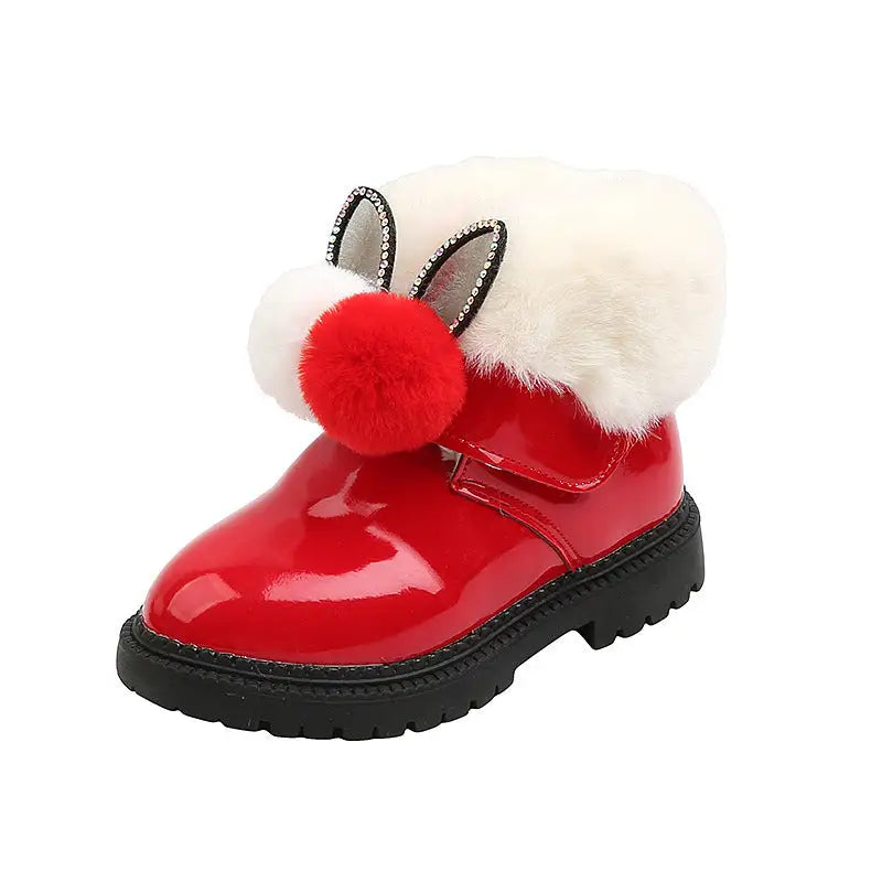 CozyTread Velvet Kids’ Cotton Boots - Red / 22