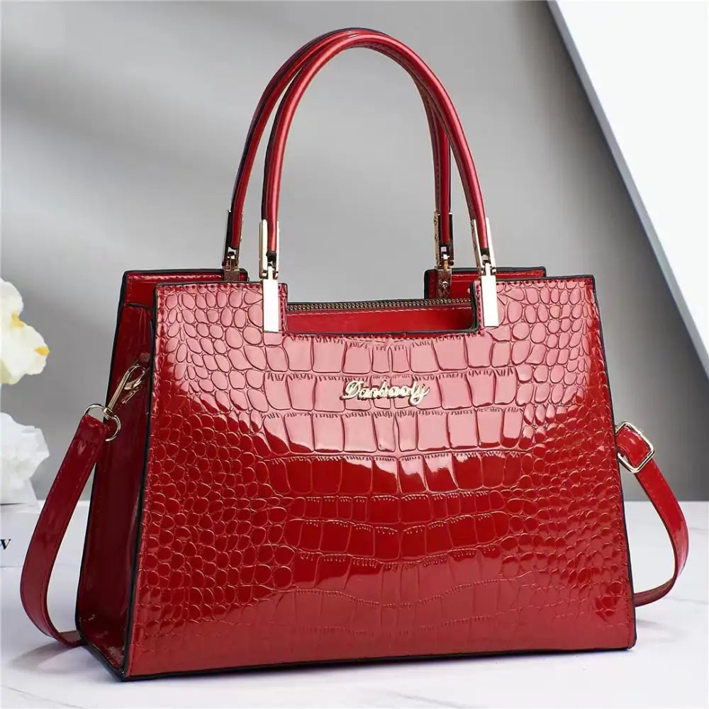 Croc Chic Shoulder Bag - Gold / 30×12×22CM