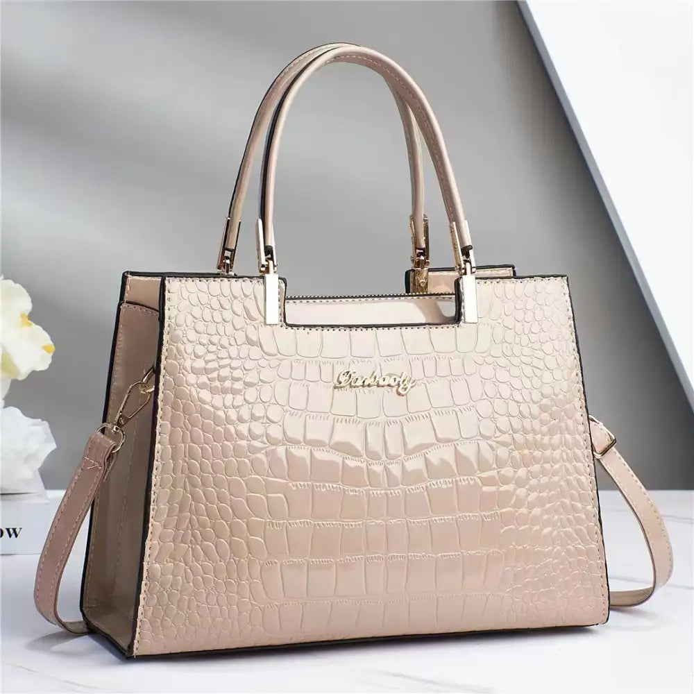 Croc Chic Shoulder Bag - Gold / 30×12×22CM