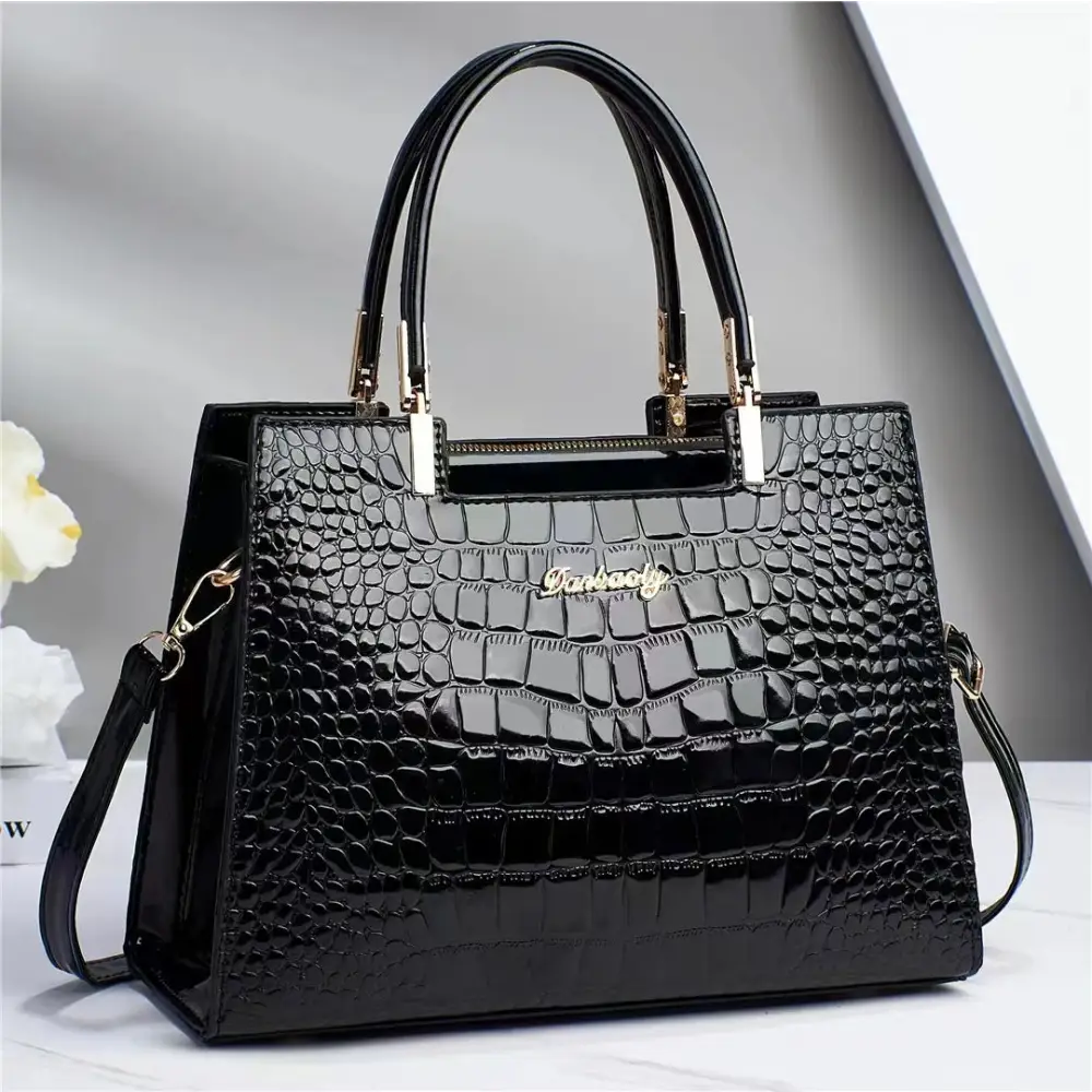 Croc Chic Shoulder Bag - Gold / 30×12×22CM