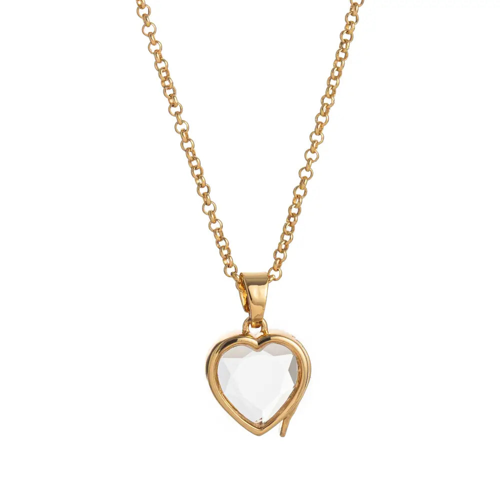 Crystal Locket Open and Close Photo Box Pendant Necklace - Love Glass