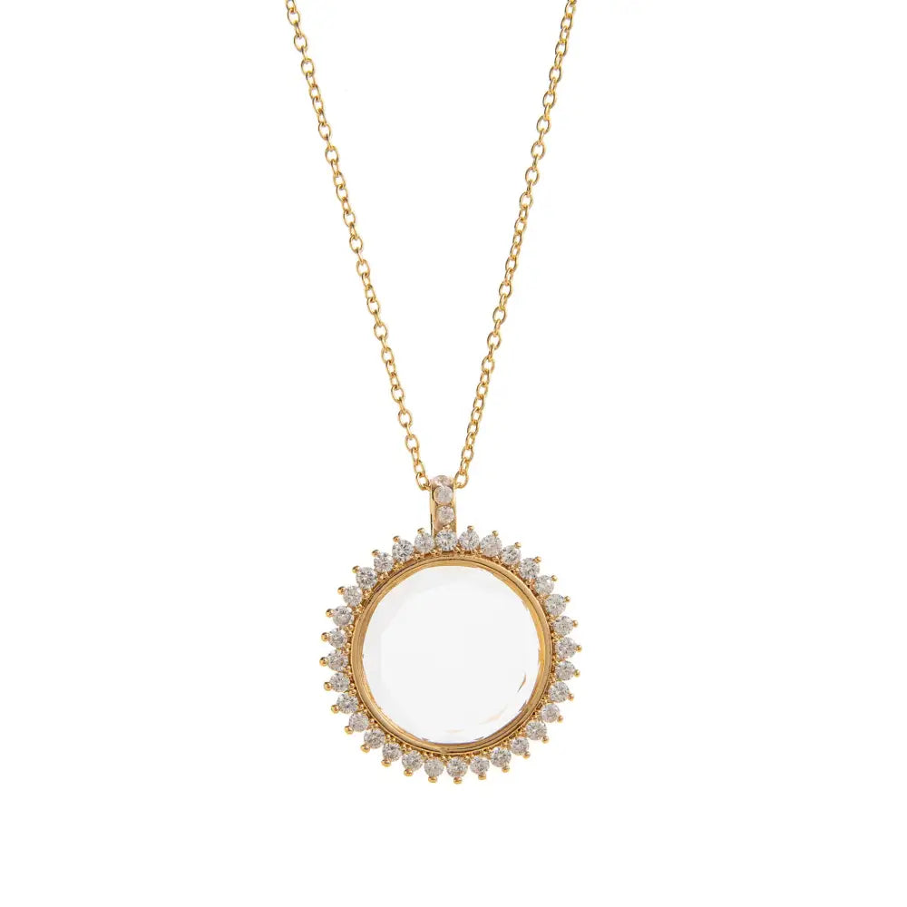 Crystal Locket Open and Close Photo Box Pendant Necklace - Transparent